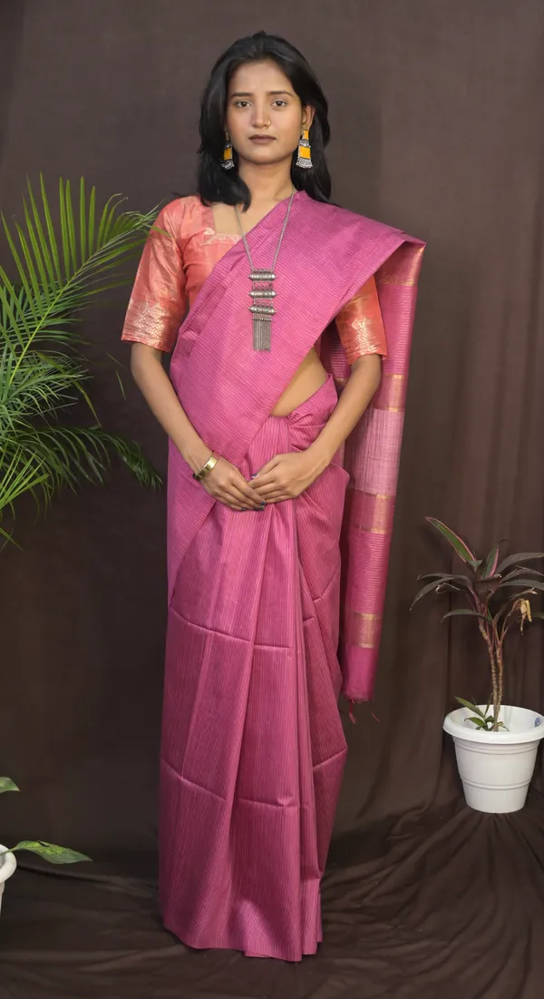 Rani_Pink_Handwoven_Viscose_Silk_Saree_With_Running_Blouse_For_Women