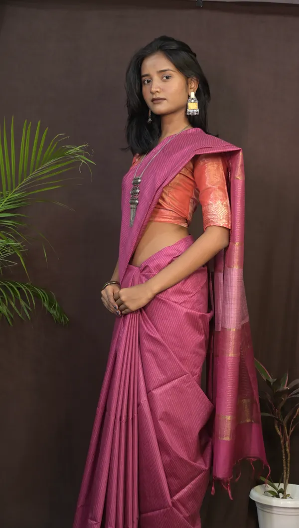 Rani_Pink_Handwoven_Viscose_Silk_Saree_With_Running_Blouse_For_Women