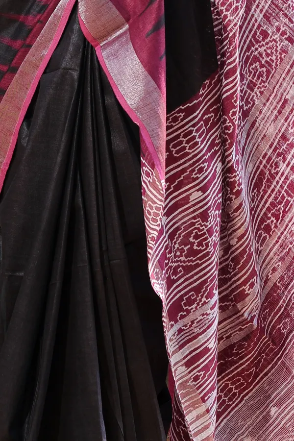 Multicolor_Printed_Madhubani_Temple_Design_Cotton_Linen_Saree_For_Women