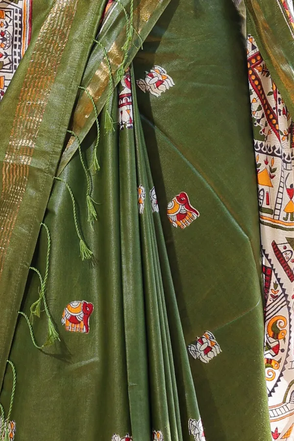 Multicolor_Madhubani_Hand_Printed_Cotton_Silk_Saree_With_Running_Blouse_For_Women