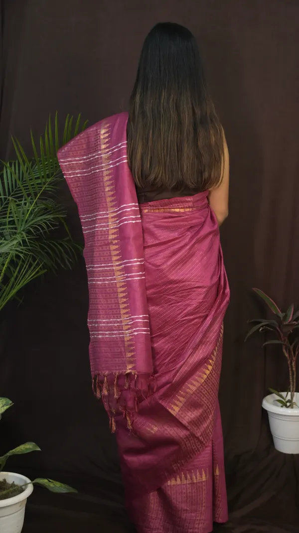 Rani_Temple_Border_Handwoven_Cotton_Silk_Saree_With_Running_Blouse_For_Women