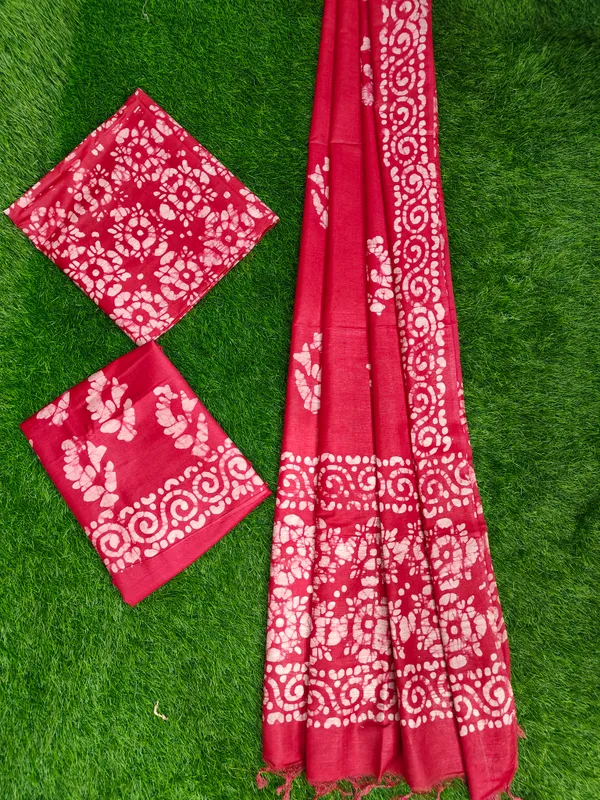 Red_Cotton_Silk_Unstitched_Batik_Dress_Material_(Top,_Bottom_&_Dupatta)_For_Women