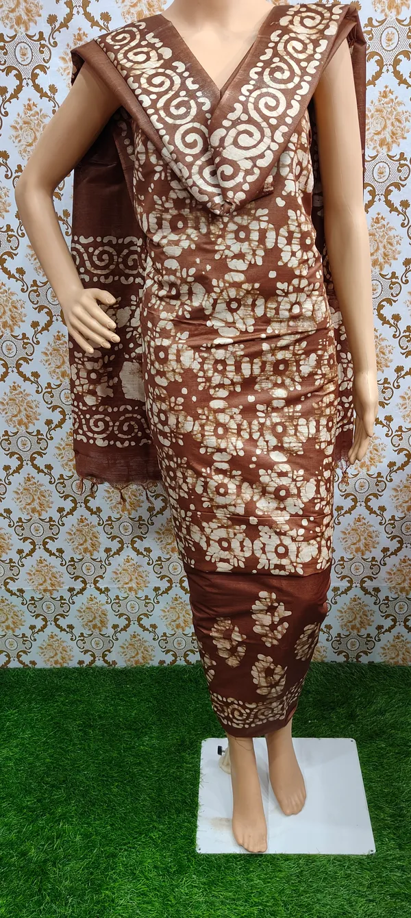 Brown_Cotton_Silk_Unstitched_Batik_Dress_Material_(Top,_Bottom_&_Dupatta)_For_Women