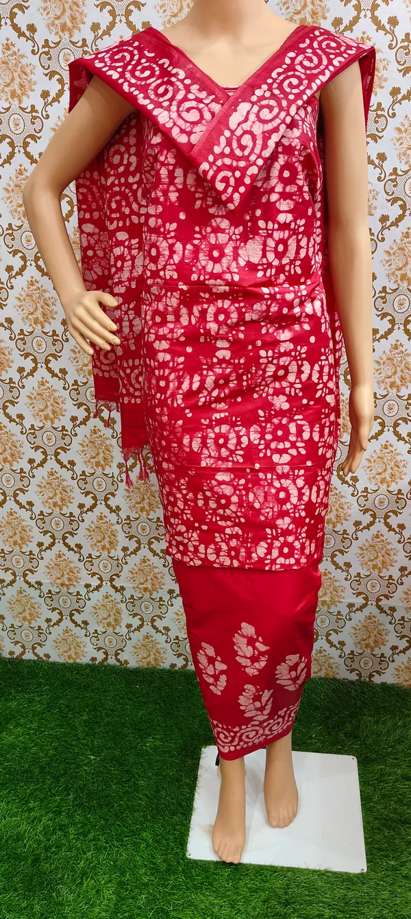 Red_Cotton_Silk_Unstitched_Batik_Dress_Material_(Top,_Bottom_&_Dupatta)_For_Women
