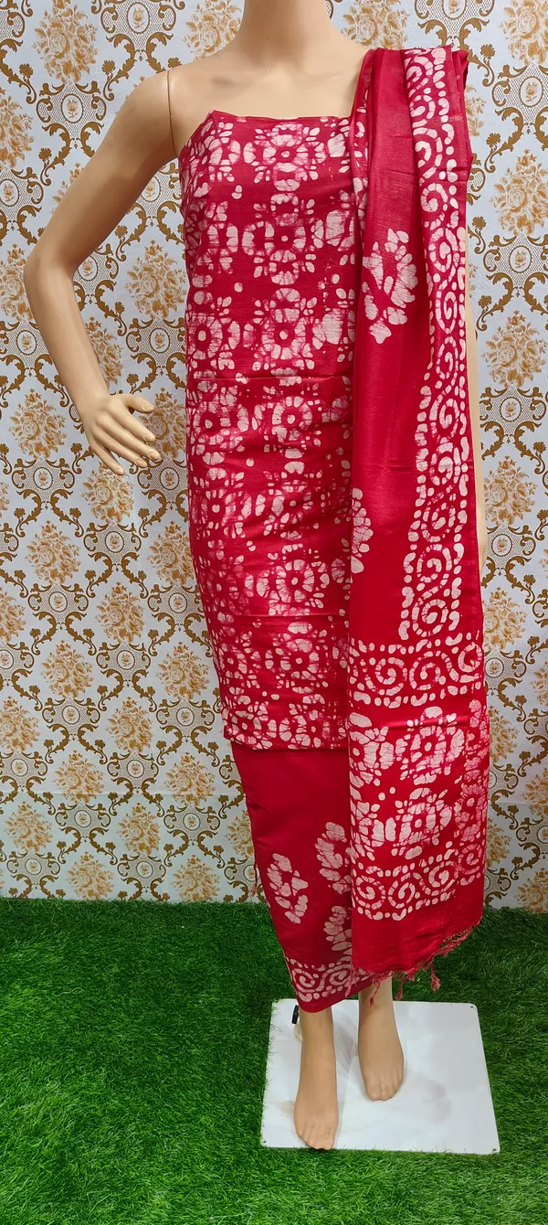 Red_Cotton_Silk_Unstitched_Batik_Dress_Material_(Top,_Bottom_&_Dupatta)_For_Women