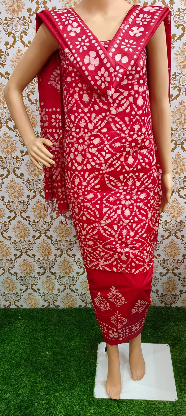 Red_Cotton_Silk_Unstitched_Batik_Dress_Material_(Top,_Bottom_&_Dupatta)_For_Women