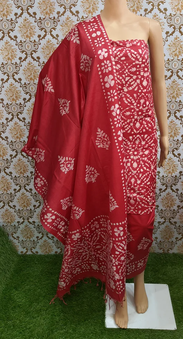 Red_Cotton_Silk_Unstitched_Batik_Dress_Material_(Top,_Bottom_&_Dupatta)_For_Women