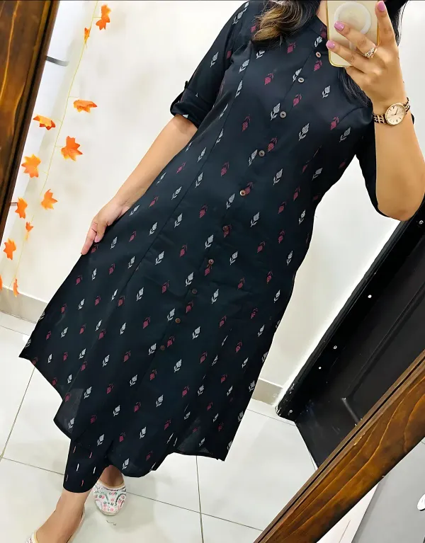 Aliza_Ikkat_Print_Aline_Kurti_Set_For_Women's_&_Girls