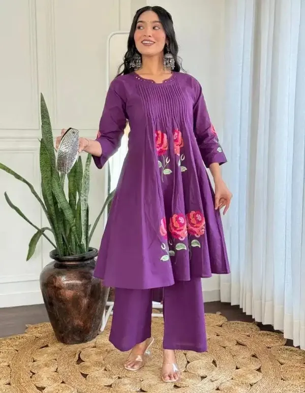 Beautiful_Embroidered_Pure_Cotton_Kurta_Pant_For_Women's