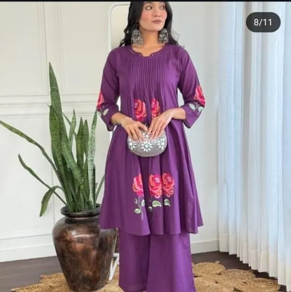 Beautiful_Embroidered_Pure_Cotton_Kurta_Pant_For_Women's