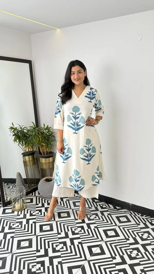 Beautiful_Printed_Cotton_Cord_Set__Cream_Base_Flower_Print__With_Side_Pocket