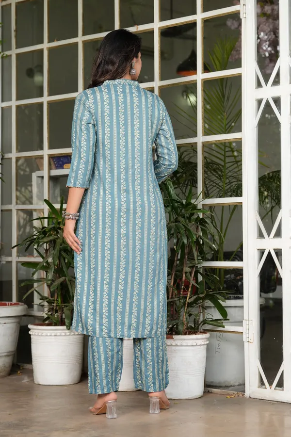 Blue_Cotton_Printed__Kurta_Set_For_Women's