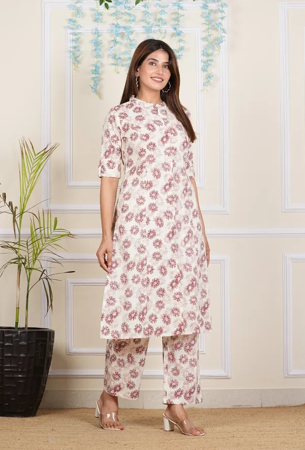 Floral_Printed_Pure_Cotton_Kurta_Pant_Set_For_Women's