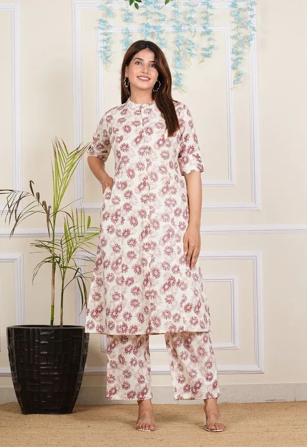 Floral_Printed_Pure_Cotton_Kurta_Pant_Set_For_Women's