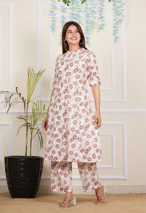 Floral_Printed_Pure_Cotton_Kurta_Pant_Set_For_Women's
