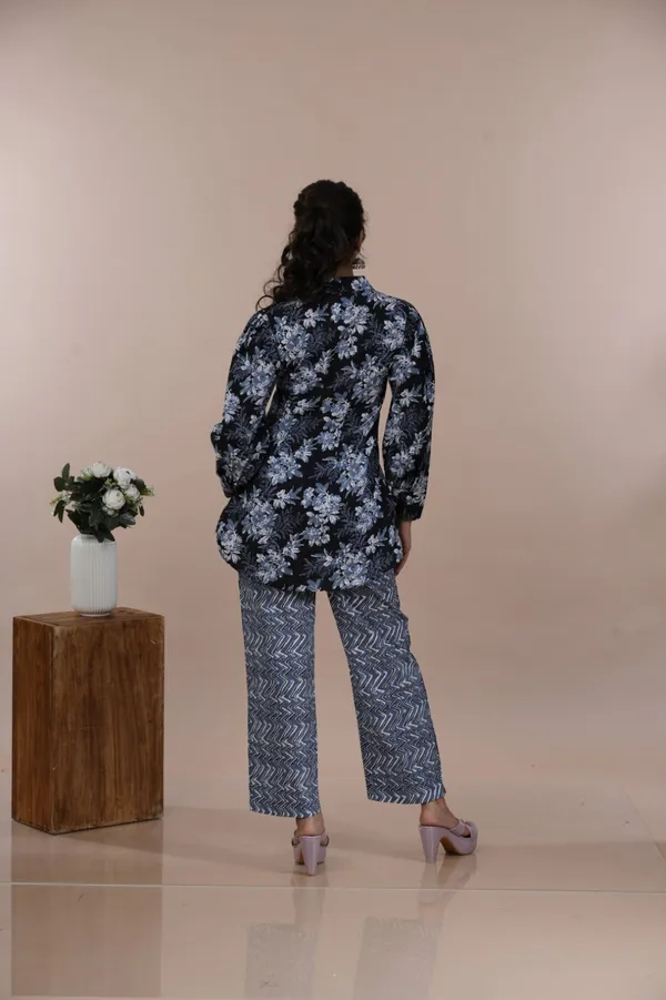 Floral_Printed_Pure_Cotton_Top_&_Trousers_Co-Ord_Set_For_Women's