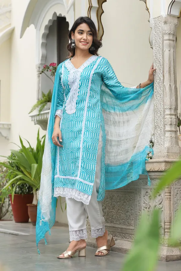 Floral_Printed_Thread_Work_Pure_Cotton_Straight_Kurta_With_Trousers_&_Dupatta_For_Women's