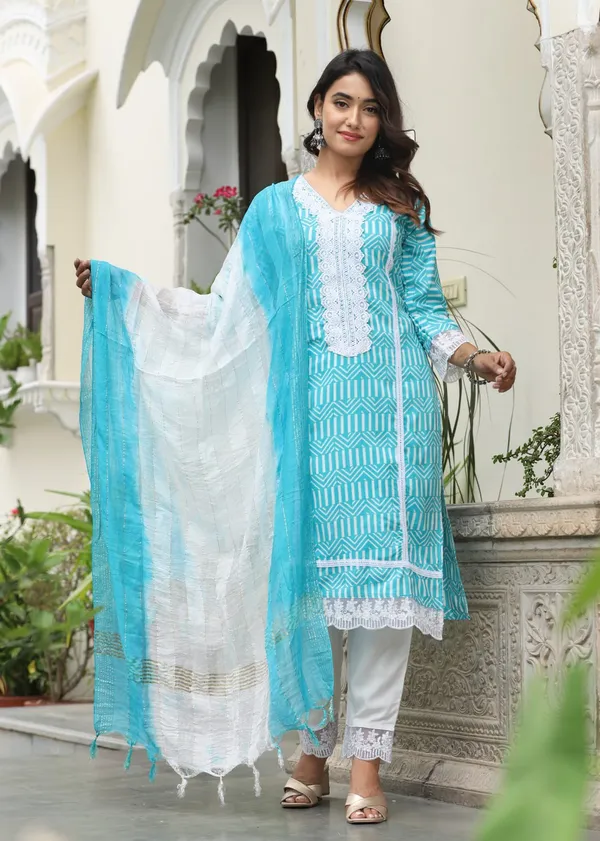 Floral_Printed_Thread_Work_Pure_Cotton_Straight_Kurta_With_Trousers_&_Dupatta_For_Women's