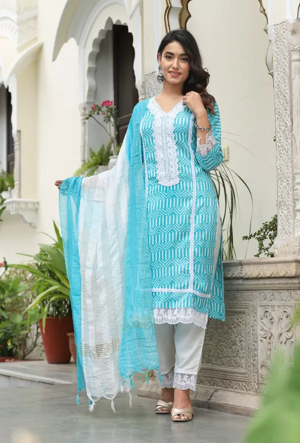 Floral_Printed_Thread_Work_Pure_Cotton_Straight_Kurta_With_Trousers_&_Dupatta_For_Women's
