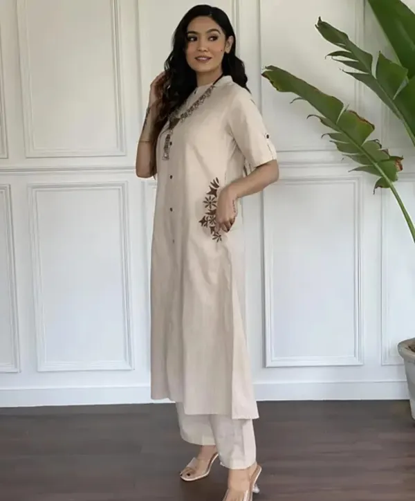 Foggy_Grey_Embroidered_Cotton_Kurta_And_Palazzo_Set