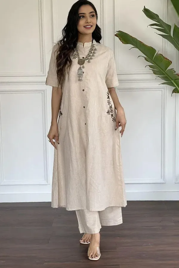 Foggy_Grey_Embroidered_Cotton_Kurta_And_Palazzo_Set