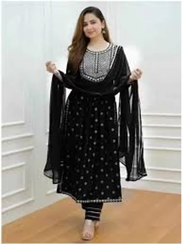 Nayra_Cut_Women_Attractive_Kurti_Set_(_Black_)