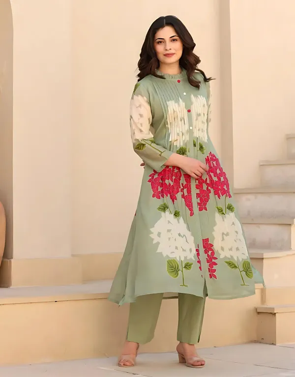 Pastel_Green_Floral_Printed_Cotton_Kurti_Set_For_Women's
