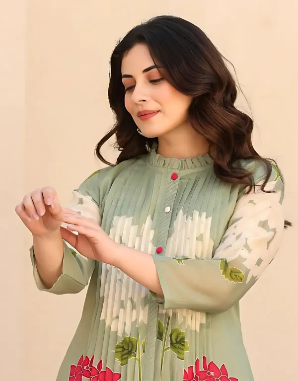 Pastel_Green_Floral_Printed_Cotton_Kurti_Set_For_Women's