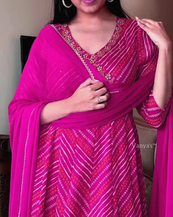 Pink_Bandhej_Zardozi_Work_Cotton_Suit_Set_For_Women's_And_Girls