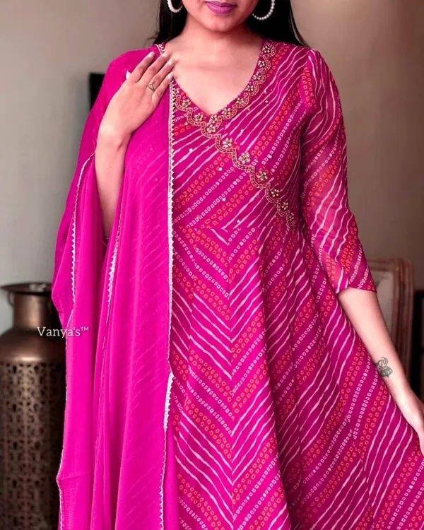 Pink_Bandhej_Zardozi_Work_Cotton_Suit_Set_For_Women's_And_Girls