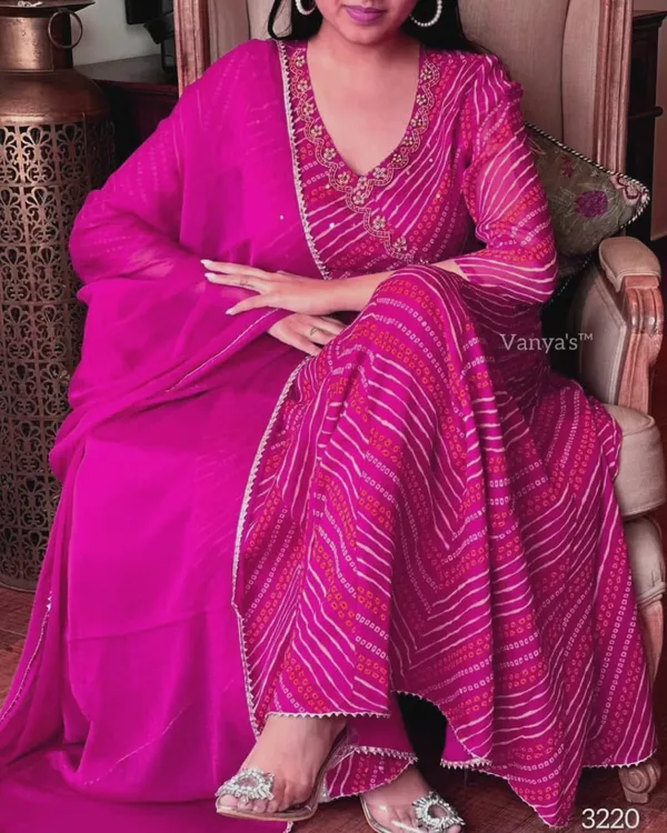Pink_Bandhej_Zardozi_Work_Cotton_Suit_Set_For_Women's_And_Girls