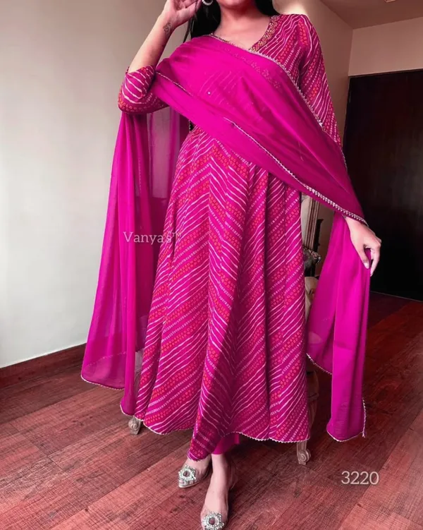 Pink_Bandhej_Zardozi_Work_Cotton_Suit_Set_For_Women's_And_Girls