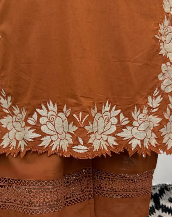 Rust_Embroidered_Kurta_Pant_With_Dupatta__Set_Women's_&_Girls