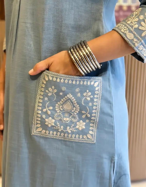 SkyBlue_Embroidered_Co-Ord_Set_For_Women's_&_Girls