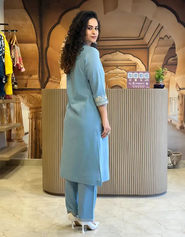 SkyBlue_Embroidered_Co-Ord_Set_For_Women's_&_Girls