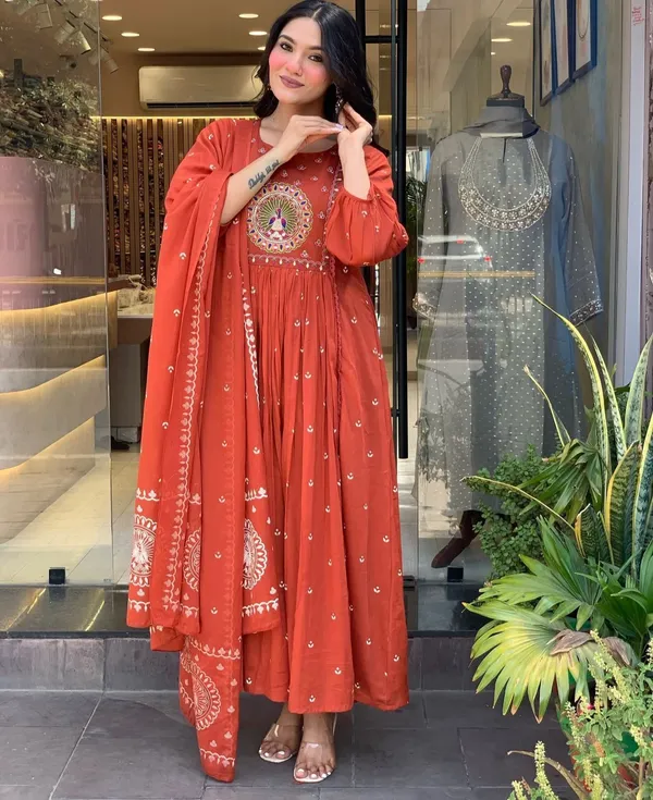 Women_Anarkali_Printed_Pure_Cotton_Kurta_Pant_With_Dupatta_Set_For_Women's