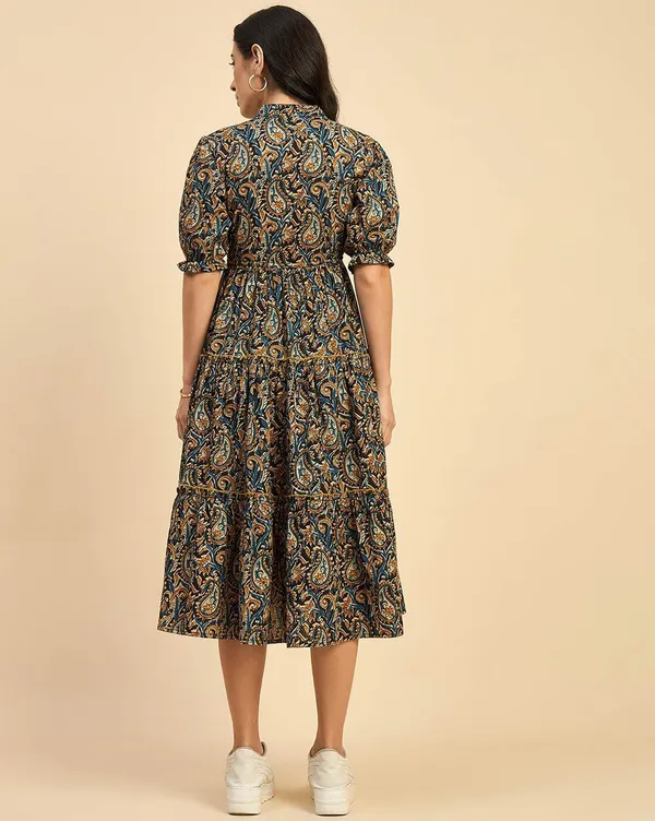 Women_Floral_Printed_Mandarin_Collar__&_Flare_Dress_for_Women