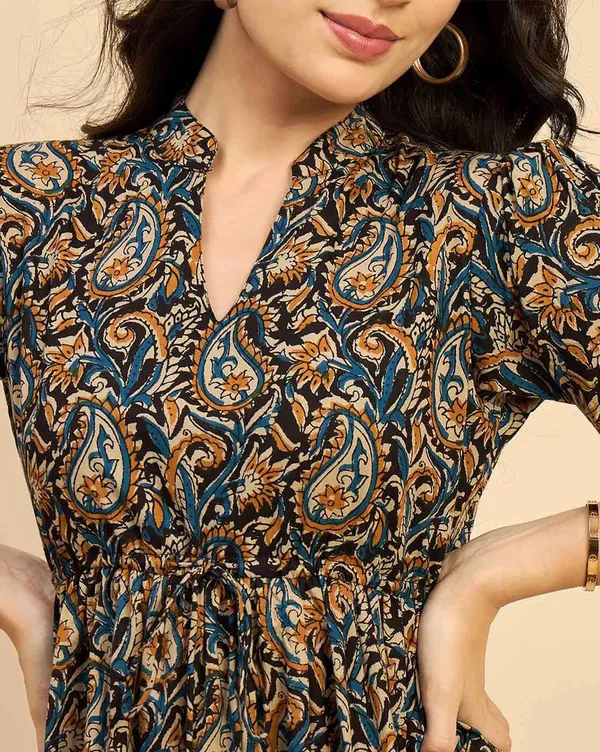 Women_Floral_Printed_Mandarin_Collar__&_Flare_Dress_for_Women