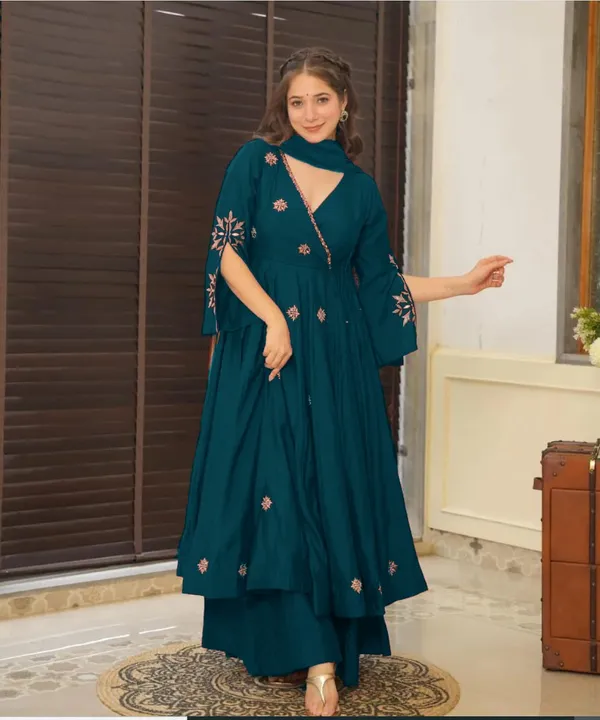Women's_Pure_Cotton_Embroidered_Anarkali_Kurta_with_Pant_&_Dupatta_Set