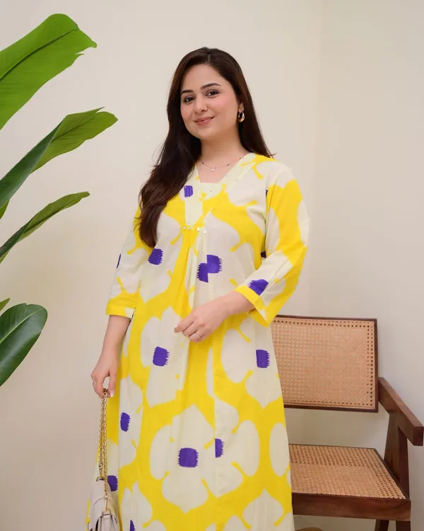 Yellow_Purple_Cotton_A_Line_Kurta_Palazzo_Set_For_Women's