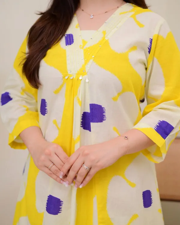 Yellow_Purple_Cotton_A_Line_Kurta_Palazzo_Set_For_Women's