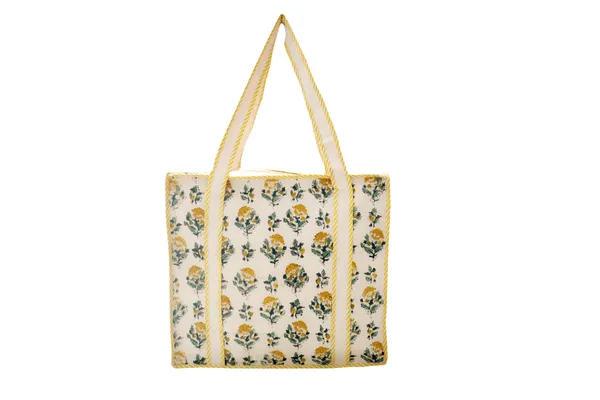 Yellow_Cotton_Hand_Block_Printed_Flowers_Tote_Bag
