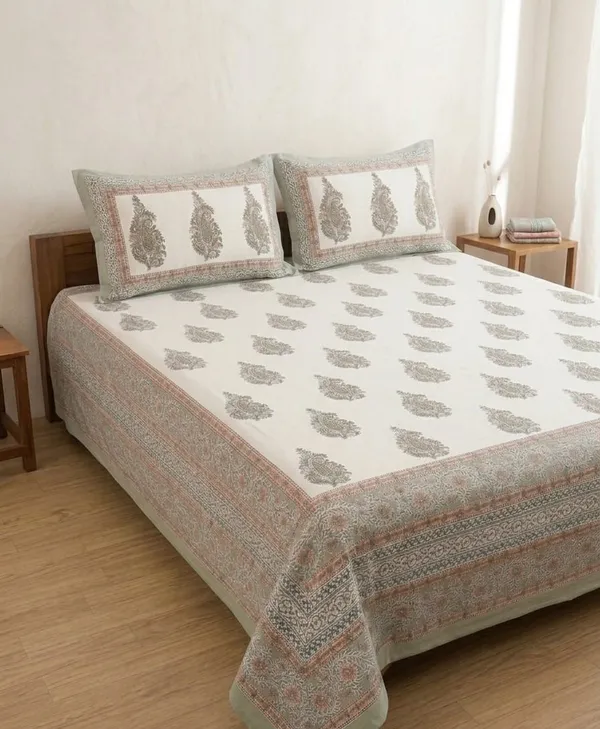Dusty_Rose_&_Sage_Buta_Hand_Block_Printed_Bedsheet