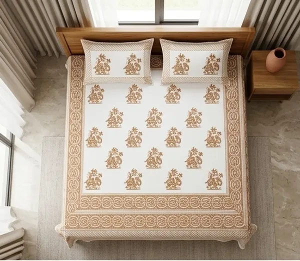 Brown_&_White_Cotton_Hand_Block_Printed_Flower_&_Leaves_Bedsheet_300TC_(_90_X_108_)_Inch_(Queen_Size))