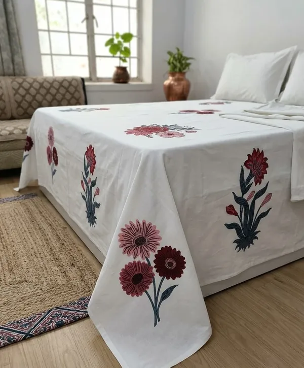 Aangan_Blossom_Hand_Block_Printed_Cotton_bedsheet_