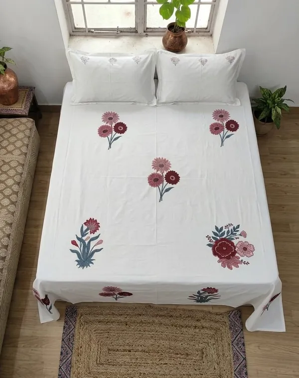 Aangan_Blossom_Hand_Block_Printed_Cotton_bedsheet_