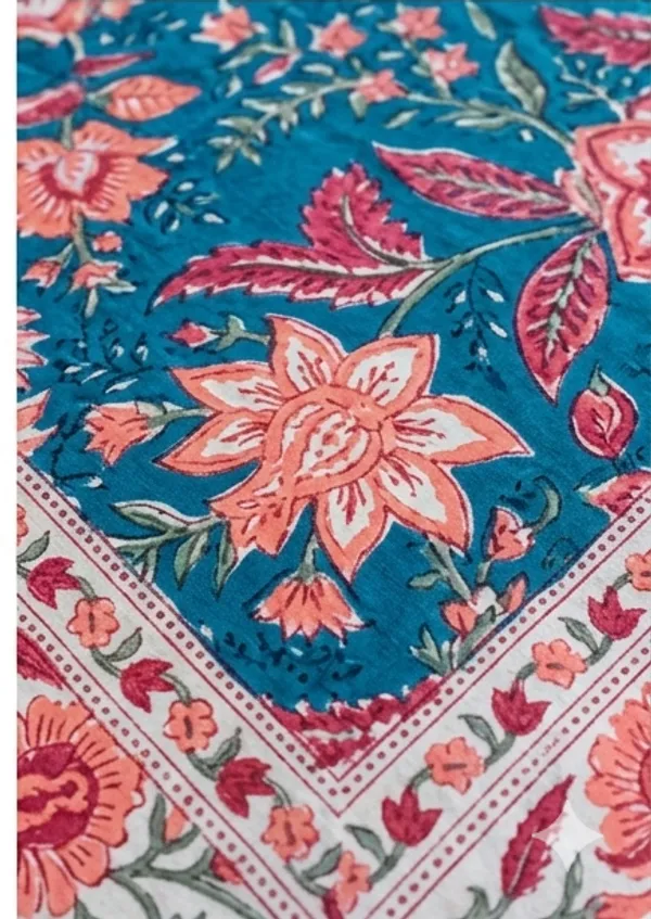 Blue_Cotton_Hand_Block_Printed_Leaves_Dohar_(Single_and_Double)