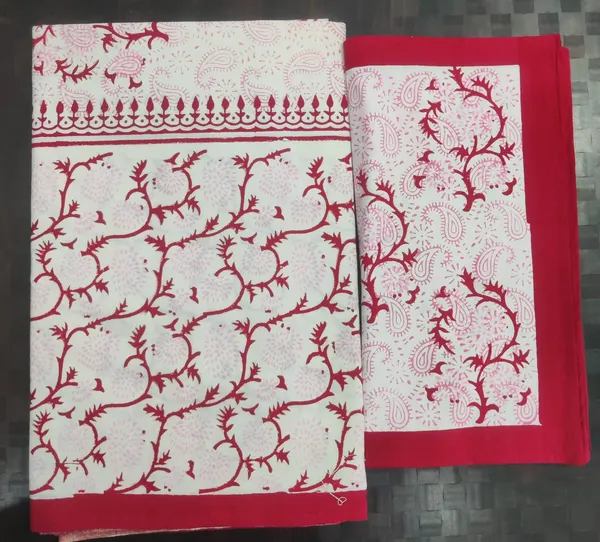 Red_Floral_Hand_Block_Printed_Cotton_Double_Bedsheet_with_2_Pillow_Covers_|_Soft_Jaipuri_Cotton_Bedspread