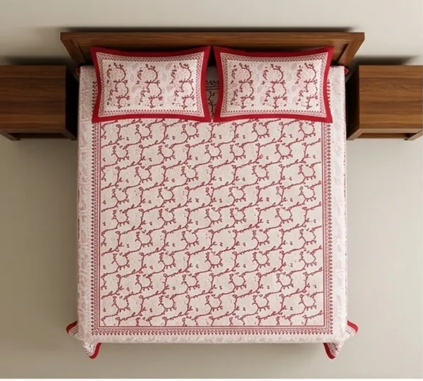 Red_Floral_Hand_Block_Printed_Cotton_Double_Bedsheet_with_2_Pillow_Covers_|_Soft_Jaipuri_Cotton_Bedspread