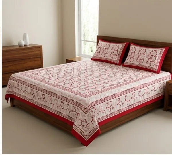 Red_Floral_Hand_Block_Printed_Cotton_Double_Bedsheet_with_2_Pillow_Covers_|_Soft_Jaipuri_Cotton_Bedspread